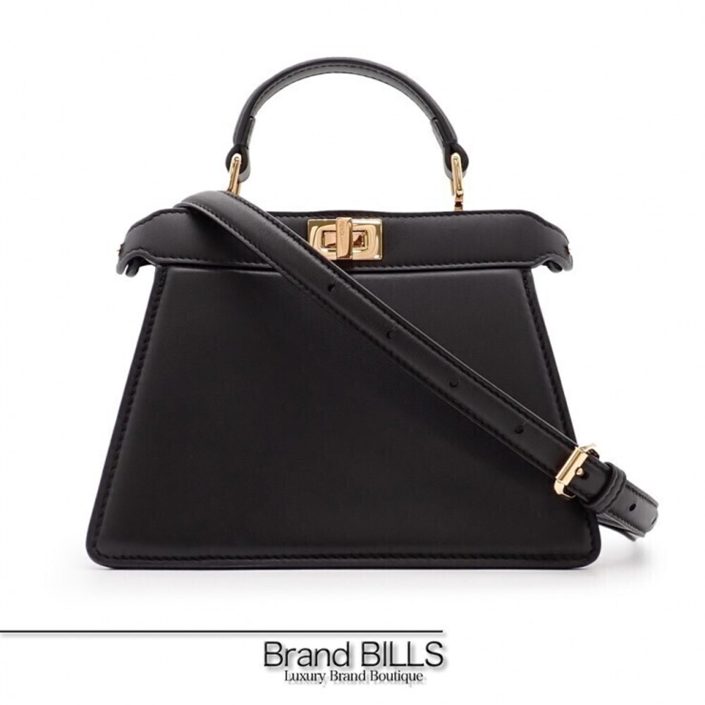 FENDI Peekaboo ISee U Handbag Shoulder Bag Nappa Leather Black